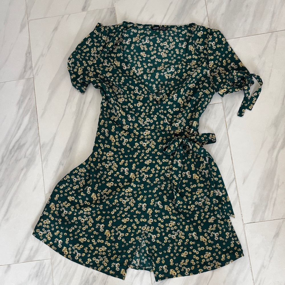 Floral Green Mini Dress